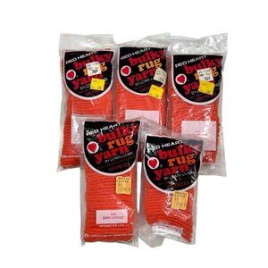 Lot Of 5 VTG Red Heart Bulky Rug Yarn #619 Dark Orange, Latch Hook Acrylic NOS